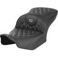 Saddlemen RoadSofa™ Lattice Stitch Seat – Carbon Fiber Black / Gray Stitch