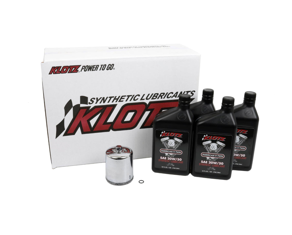 KLOTZ OIL Basic Oil Change Kit - Twin Cam / M8 (4 QT)