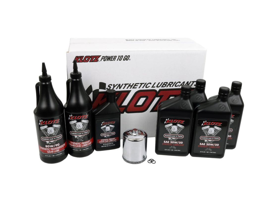 KLOTZ OIL Premium Oil Change Kit Twin Cam/M8 (4 QTS)